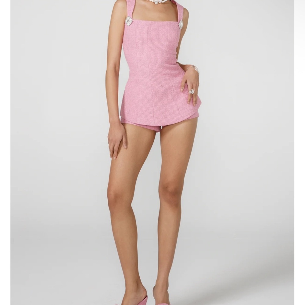 Pink Sleeveless Set with Embellished Straps